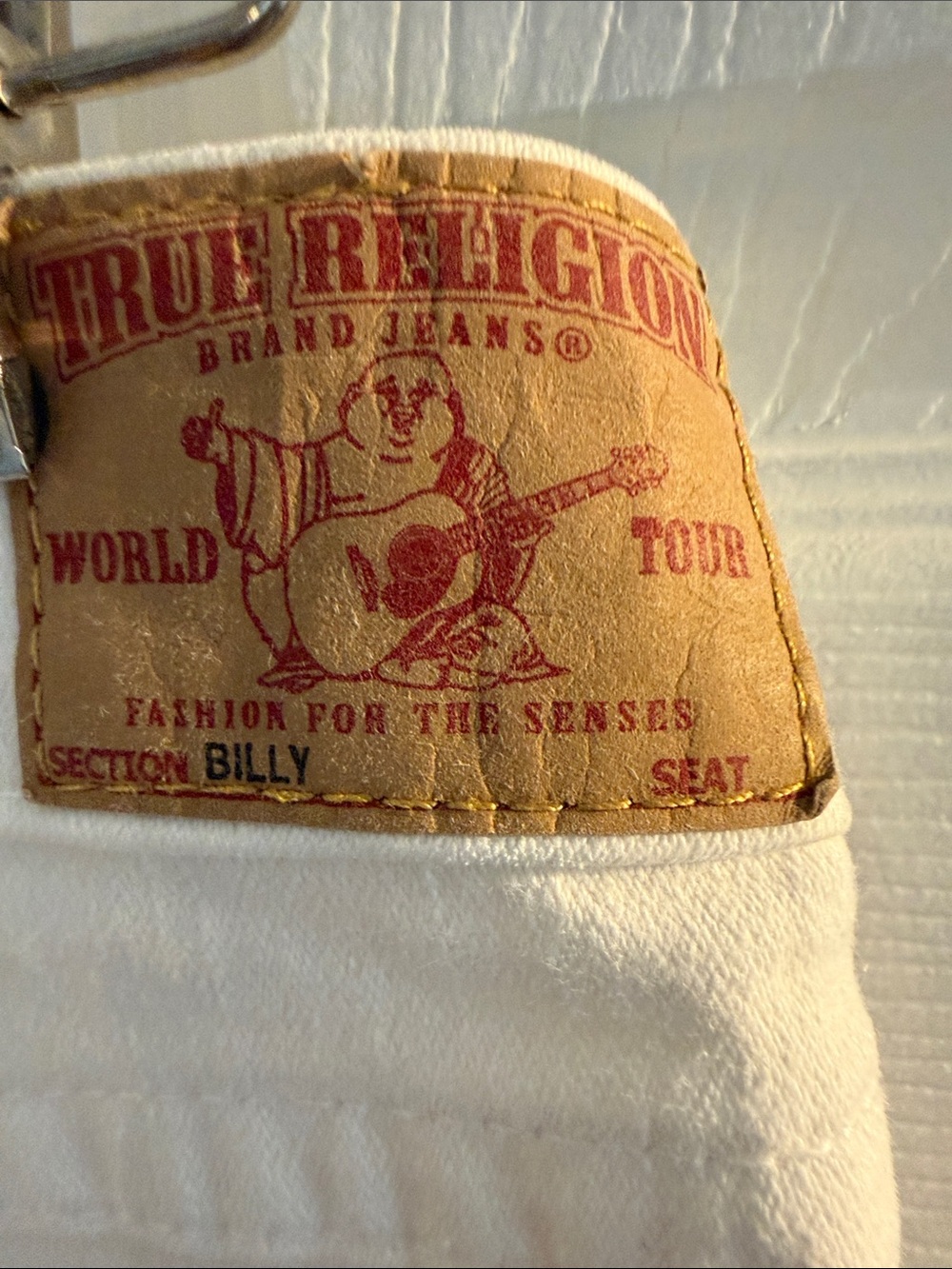 True Religion White Denim Jeans with Branded Label - Picture 3 of 8
